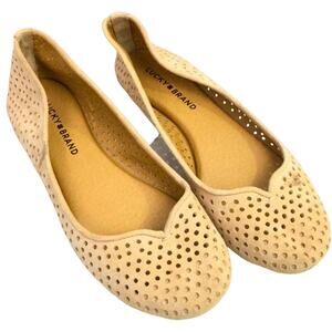 Lucky Brand Tan Perforated Suede Flats